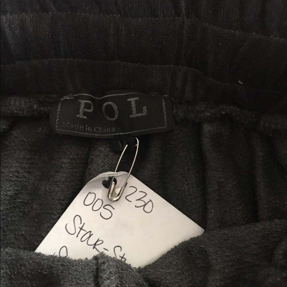 Pol M Pants Cotton Fleece Harem Grey Elastic Waist - Picture 7 of 8